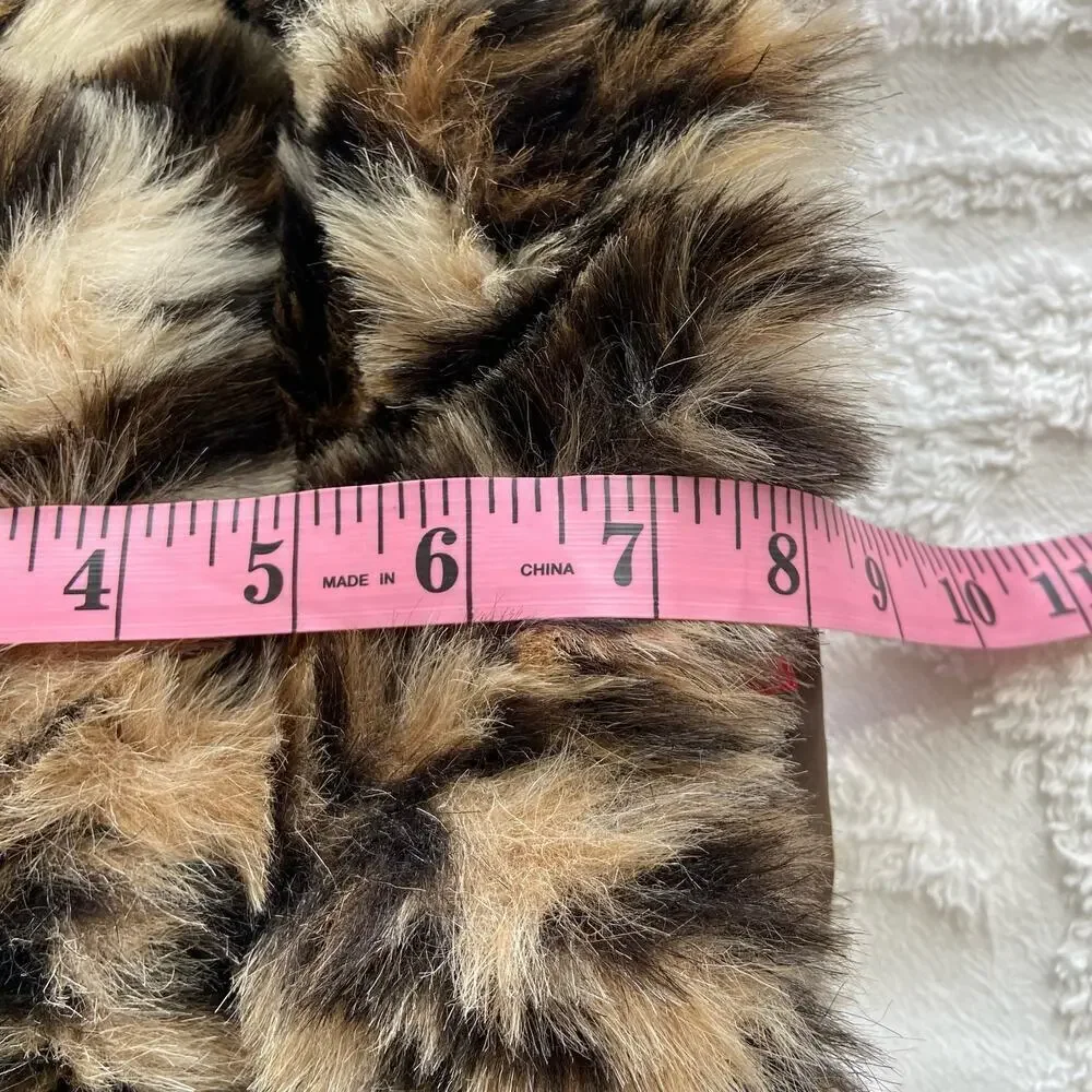 VTG SAKS FIFTH AVENUE RED LABEL Faux Fur Scarf Leopard Print Old Money Evening